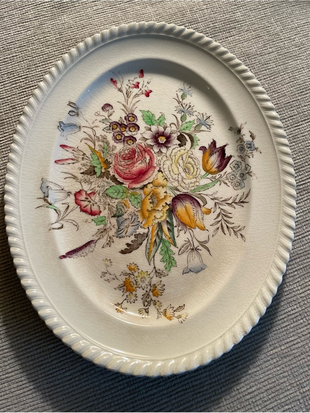 English Windsor Ware Garden Bouquet small platter